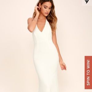 Lulu’s Love Potion Ivory Lace Halter Maxi Dress